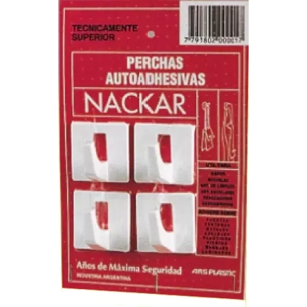 PERCHA ADHESIVA PLASTICA X 4 - MEDIANA