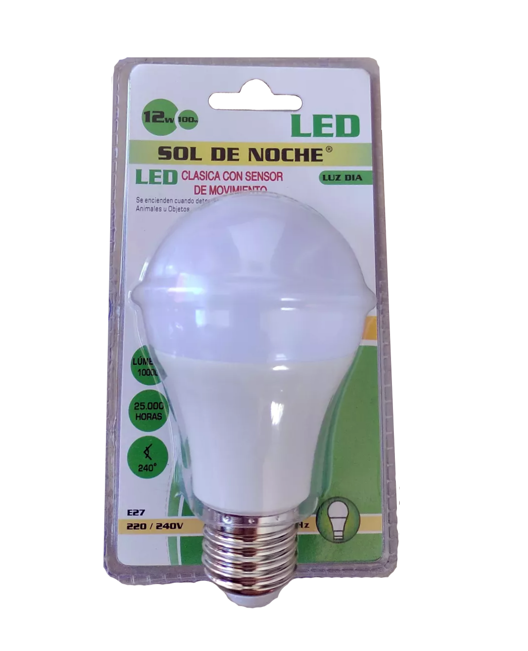 Lampara Led E27 Con Sensor Mov. - 12 W